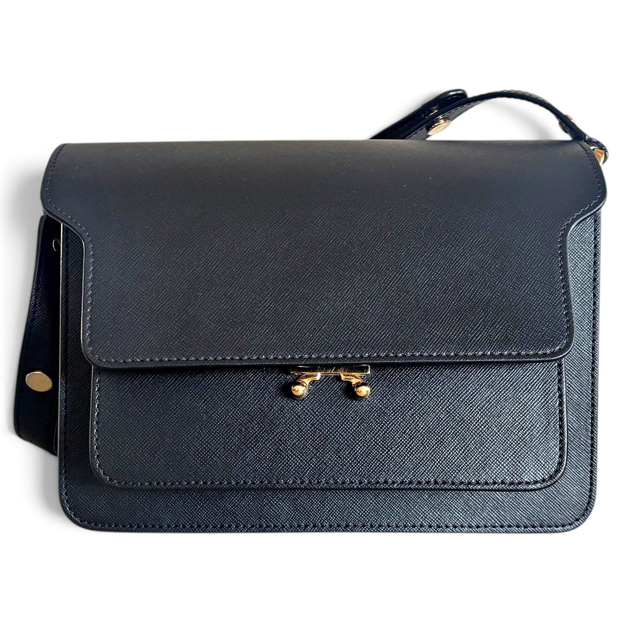 Trunk leather crossbody bag