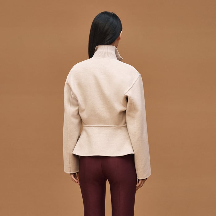 Beige Naturel Short Equestrian Cashmere Coat
