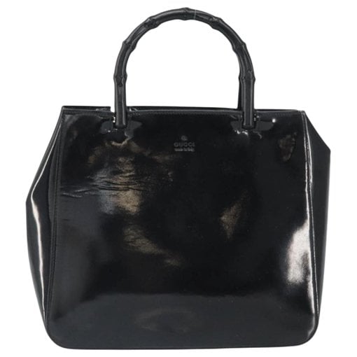Bamboo patent leather handbag