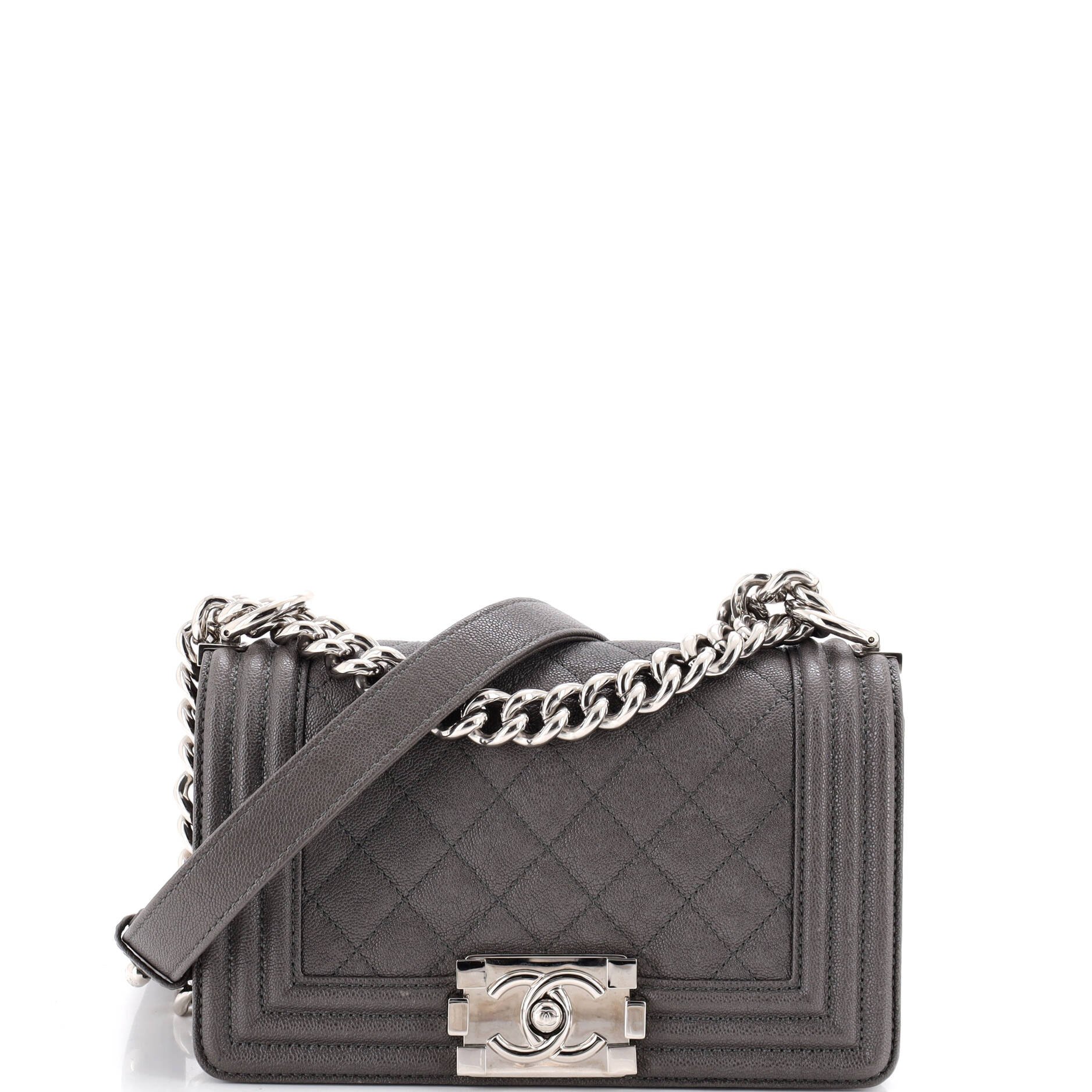Boy Flap Bag Quilted Caviar Small