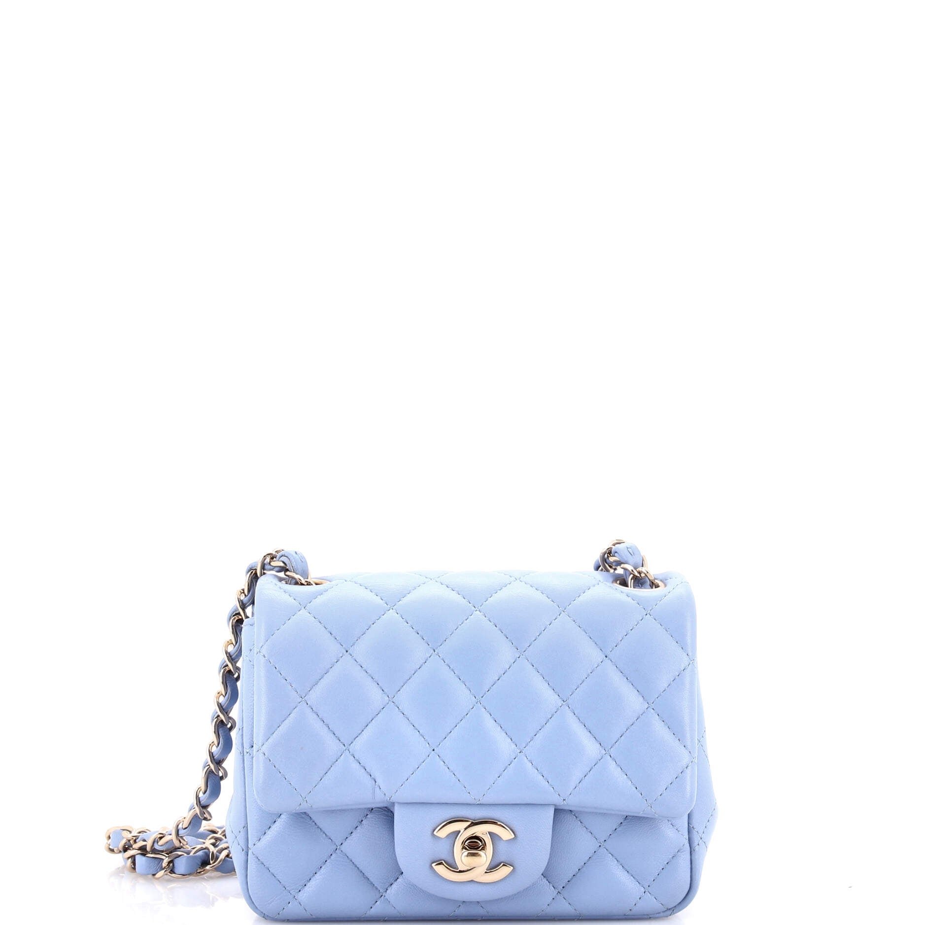 Square Classic Single Flap Bag Quilted Lambskin Mini