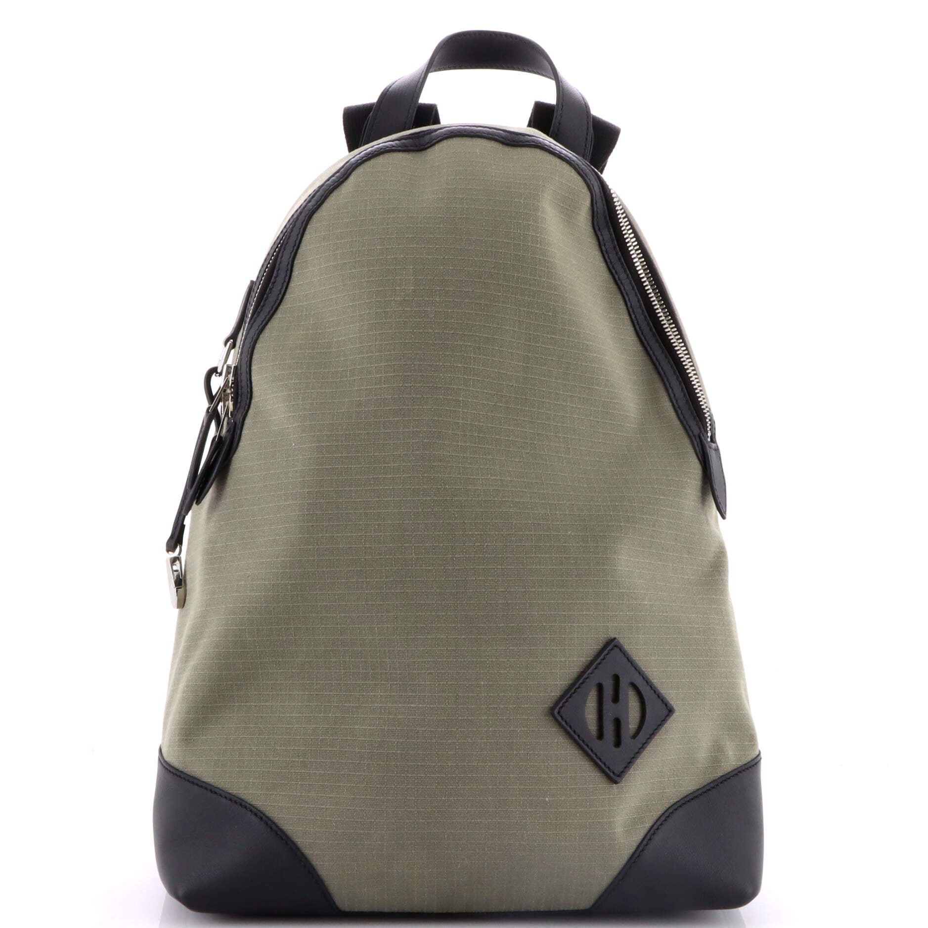 Hermes Allback Backpack Bivouac Toile with Leather