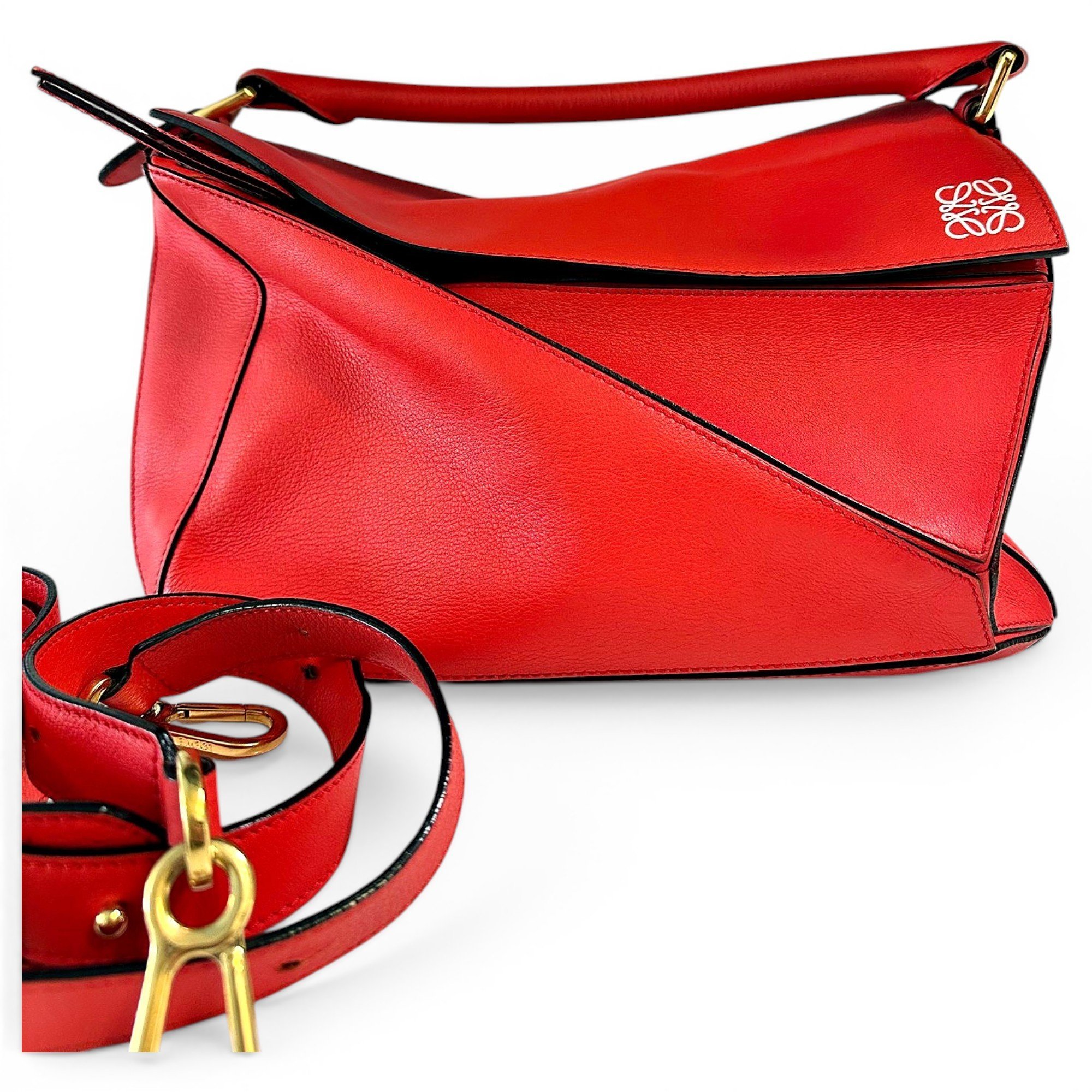 Puzzle leather handbag