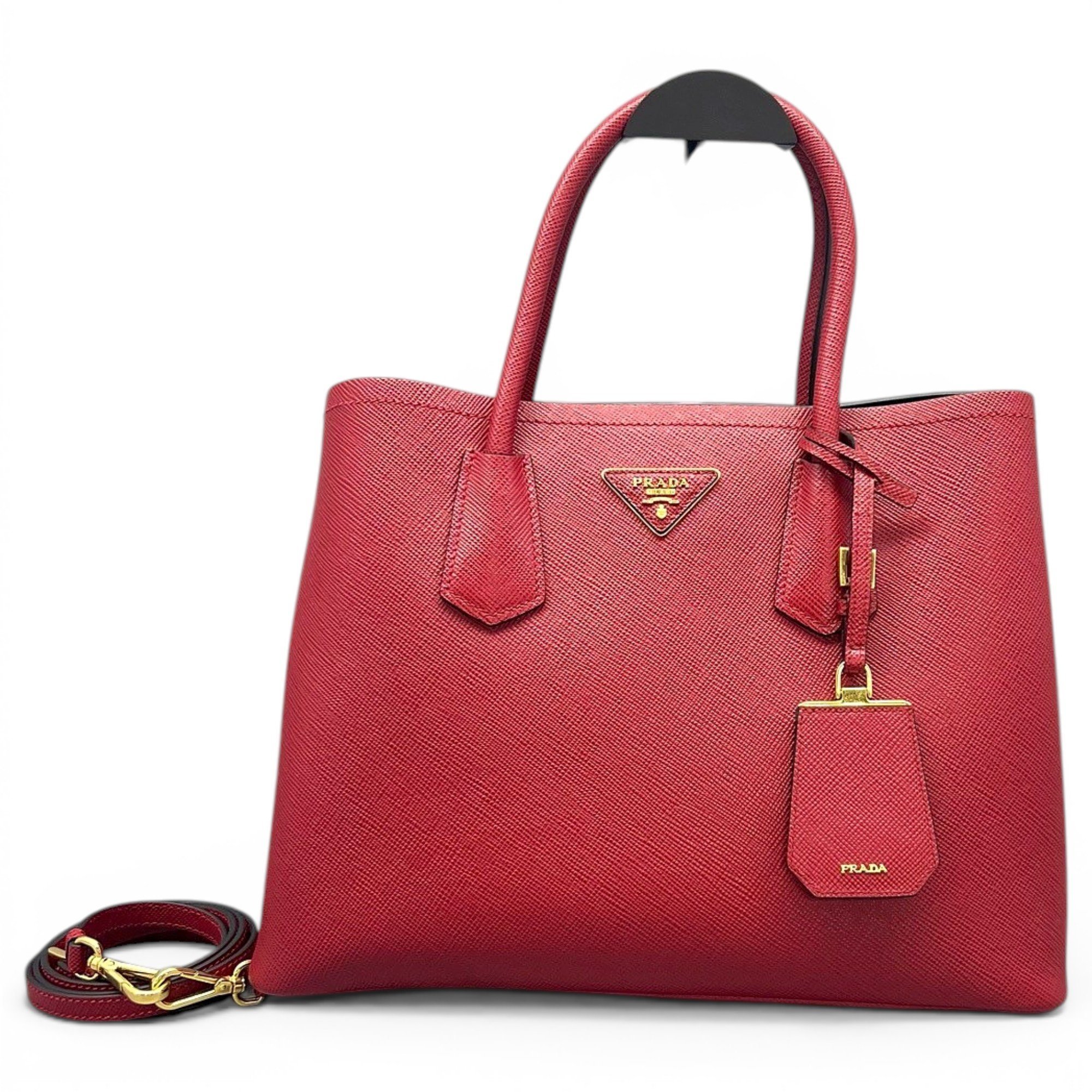 Double leather handbag