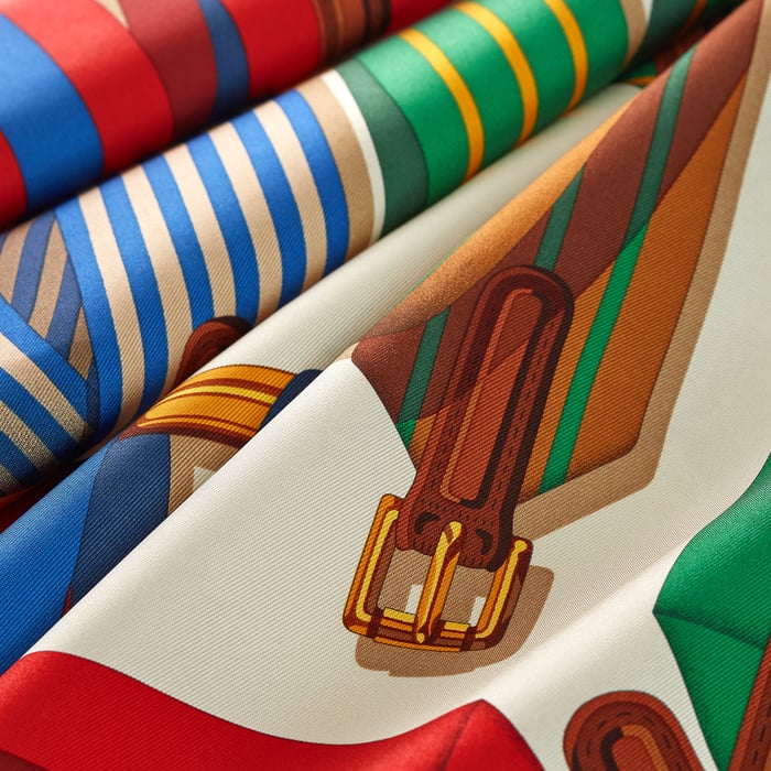 Hermès Les Sangles forever scarf 90 Miel/Vert/Rouge | BagUSeek