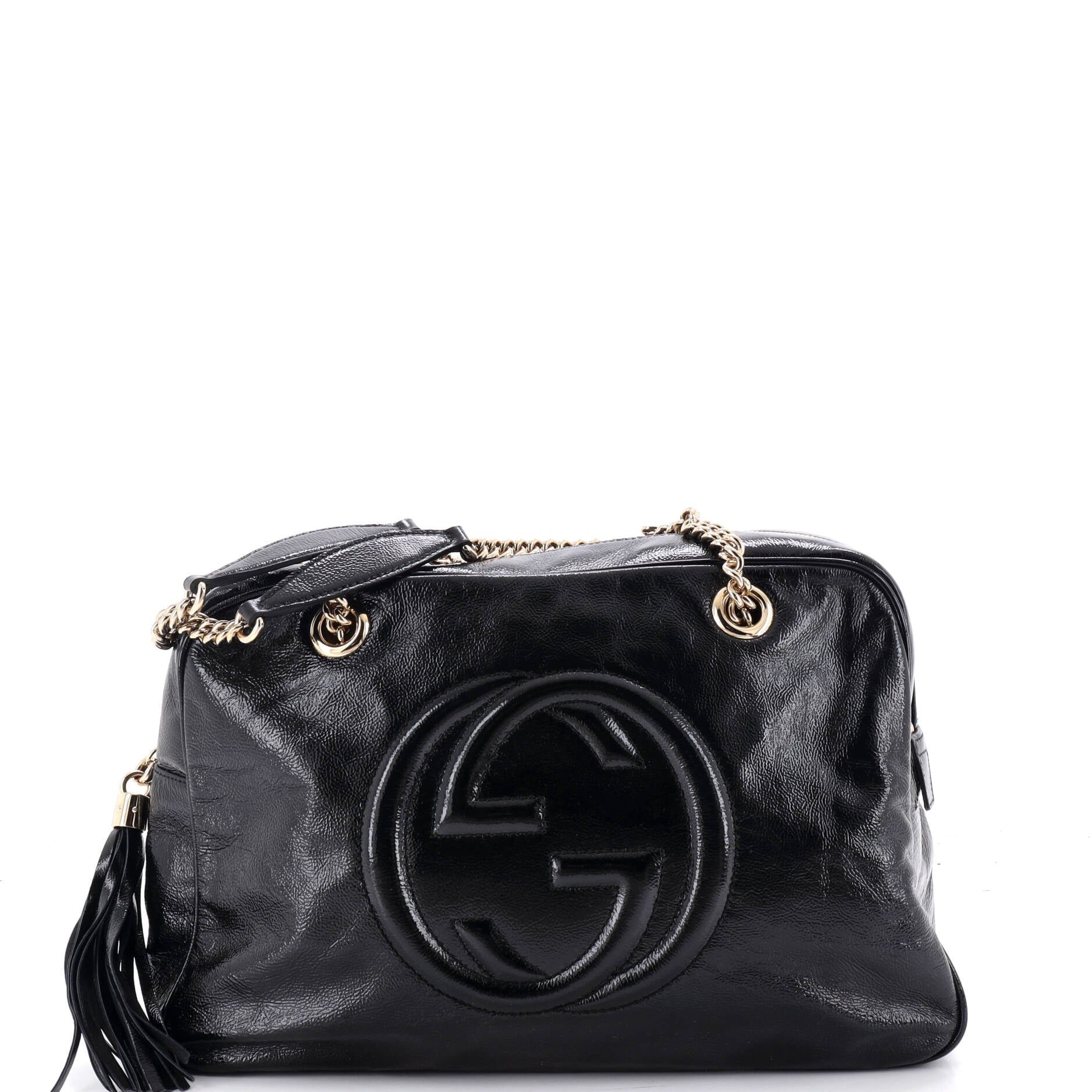 Soho Chain Zip Shoulder Bag Patent Medium