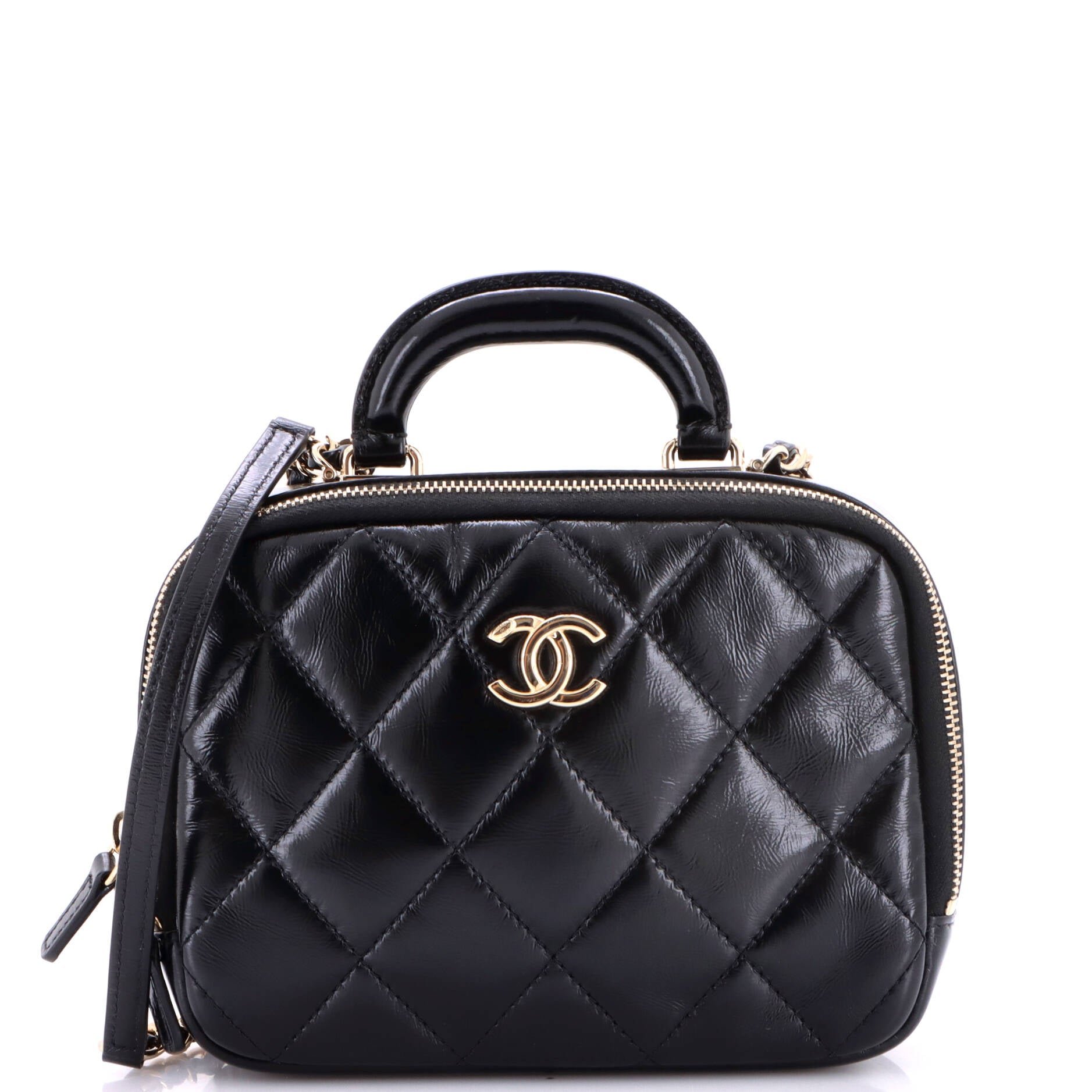Coco Trip Vanity Case Quilted Shiny Lambskin