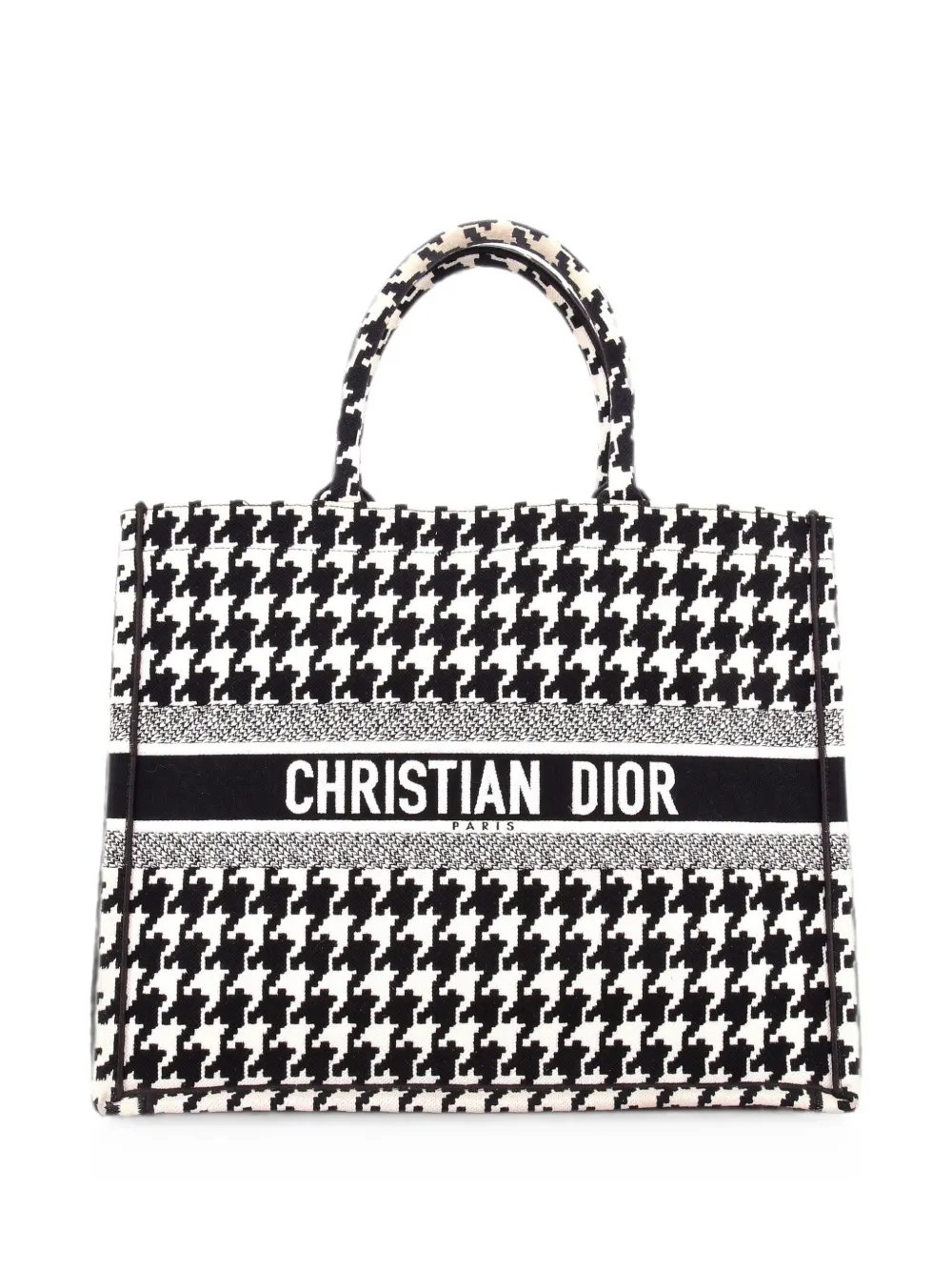Book Houndstooth Canvas Large tote bag