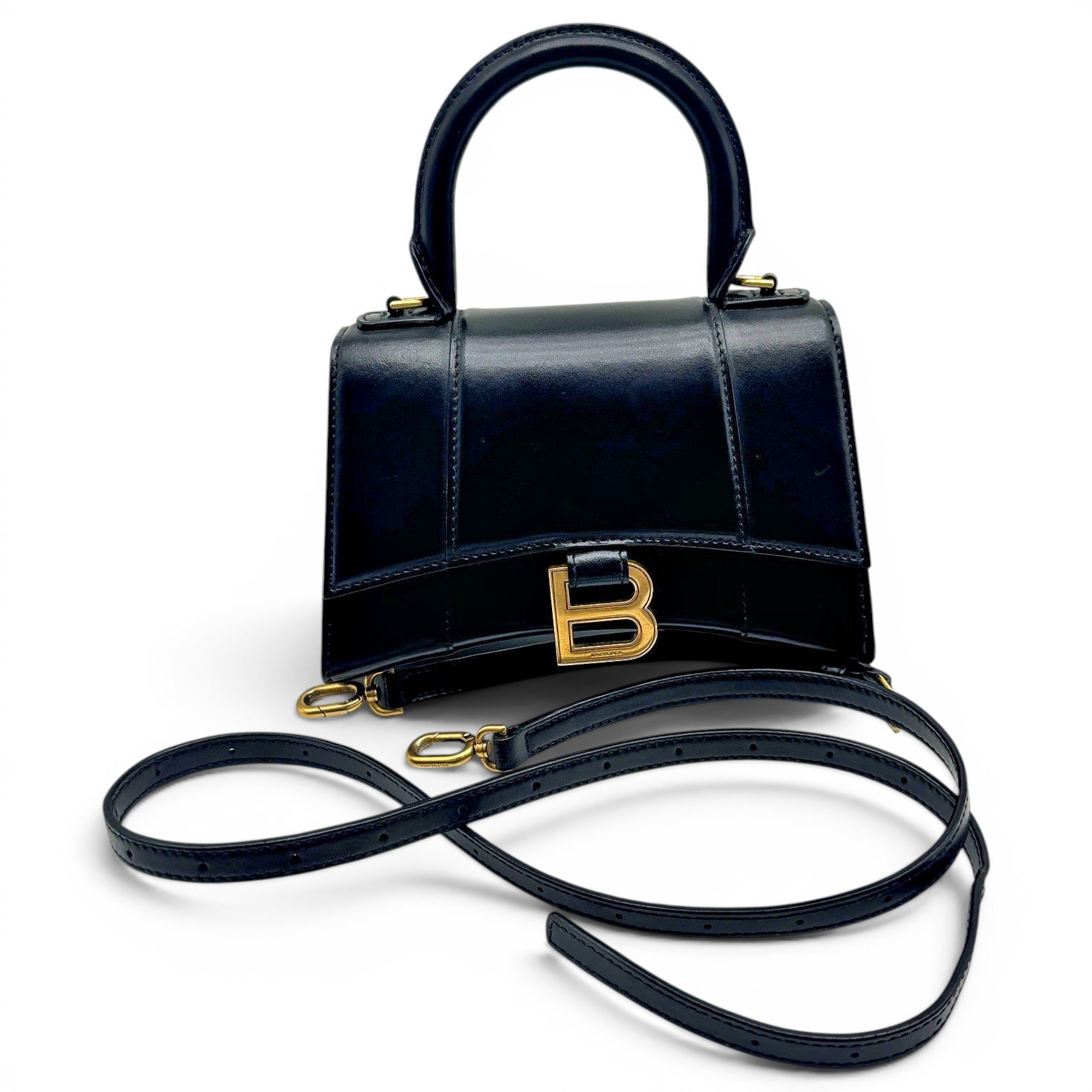 Hourglass leather handbag