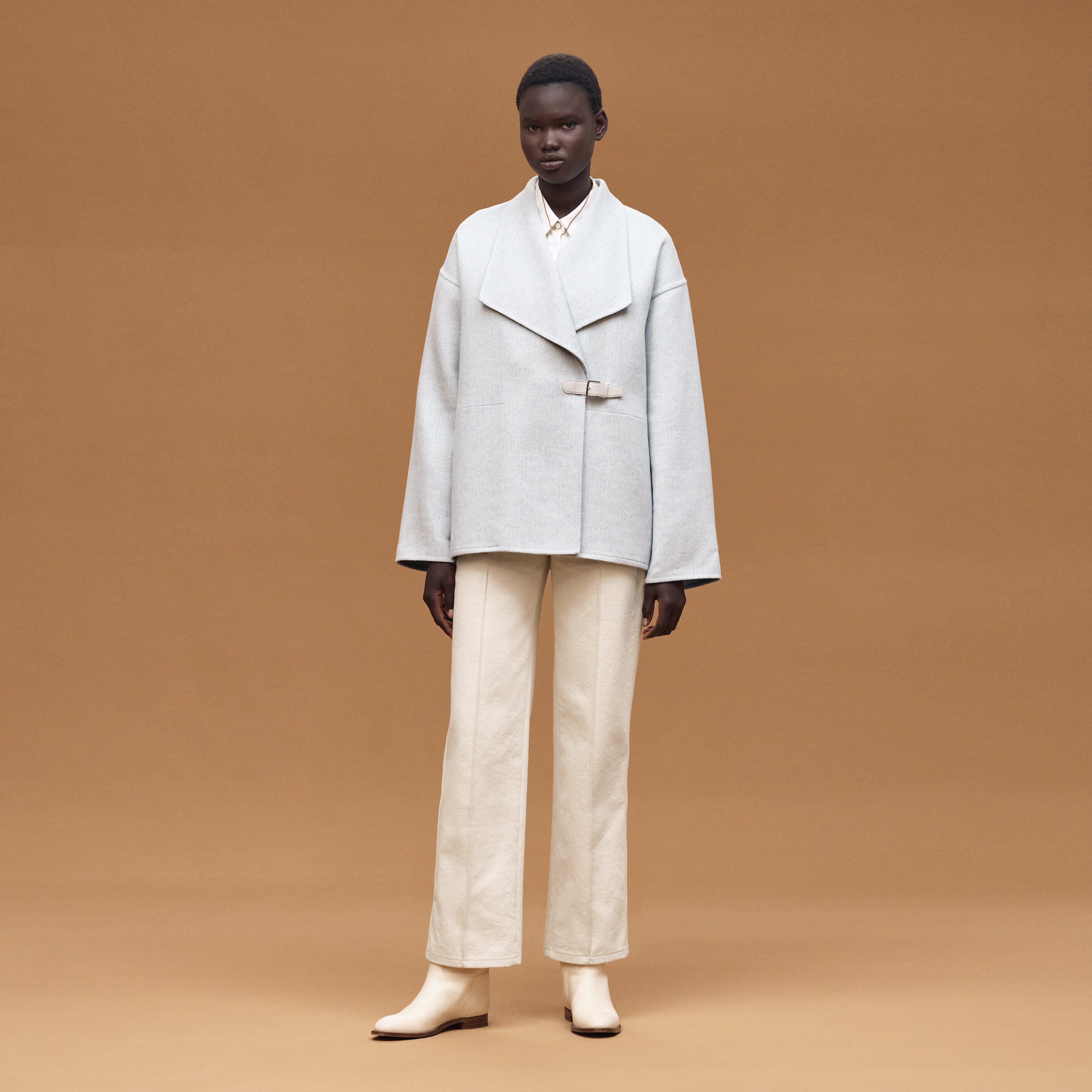 Cashmere coat with shawl collar