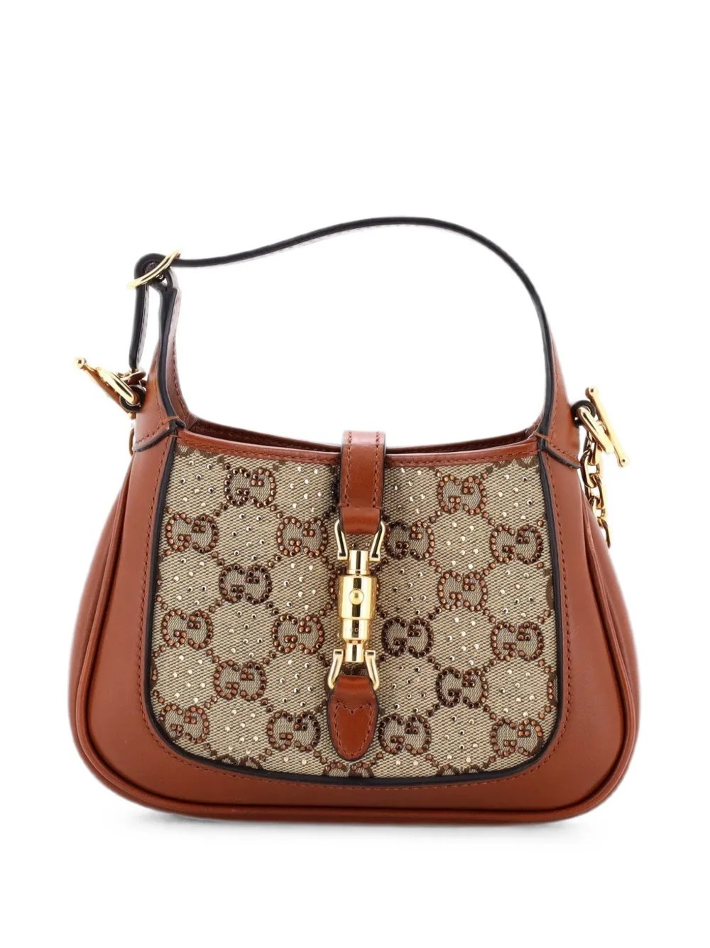 Jackie 1961 Chain Crystal Embellished GG Canvas Mini hobo bag