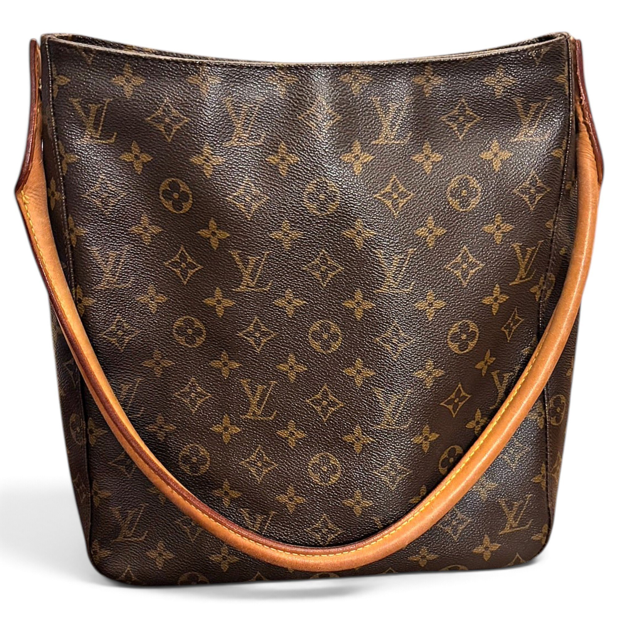 Looping leather handbag