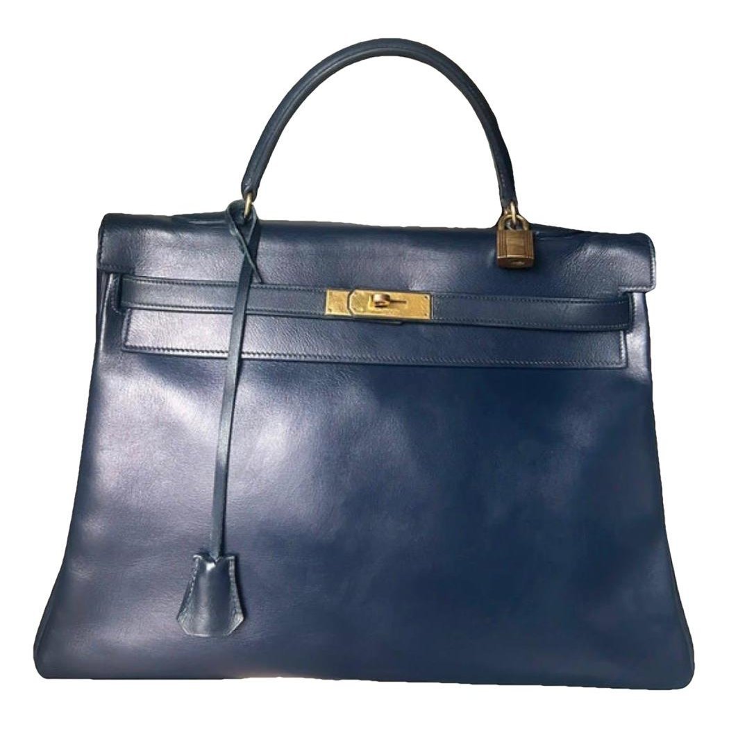 Hermes Kelly 35 Handbag Navy