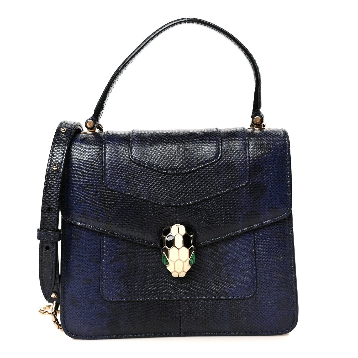 Bulgari Karung Serpenti Forever Top Handle Navy Blue
