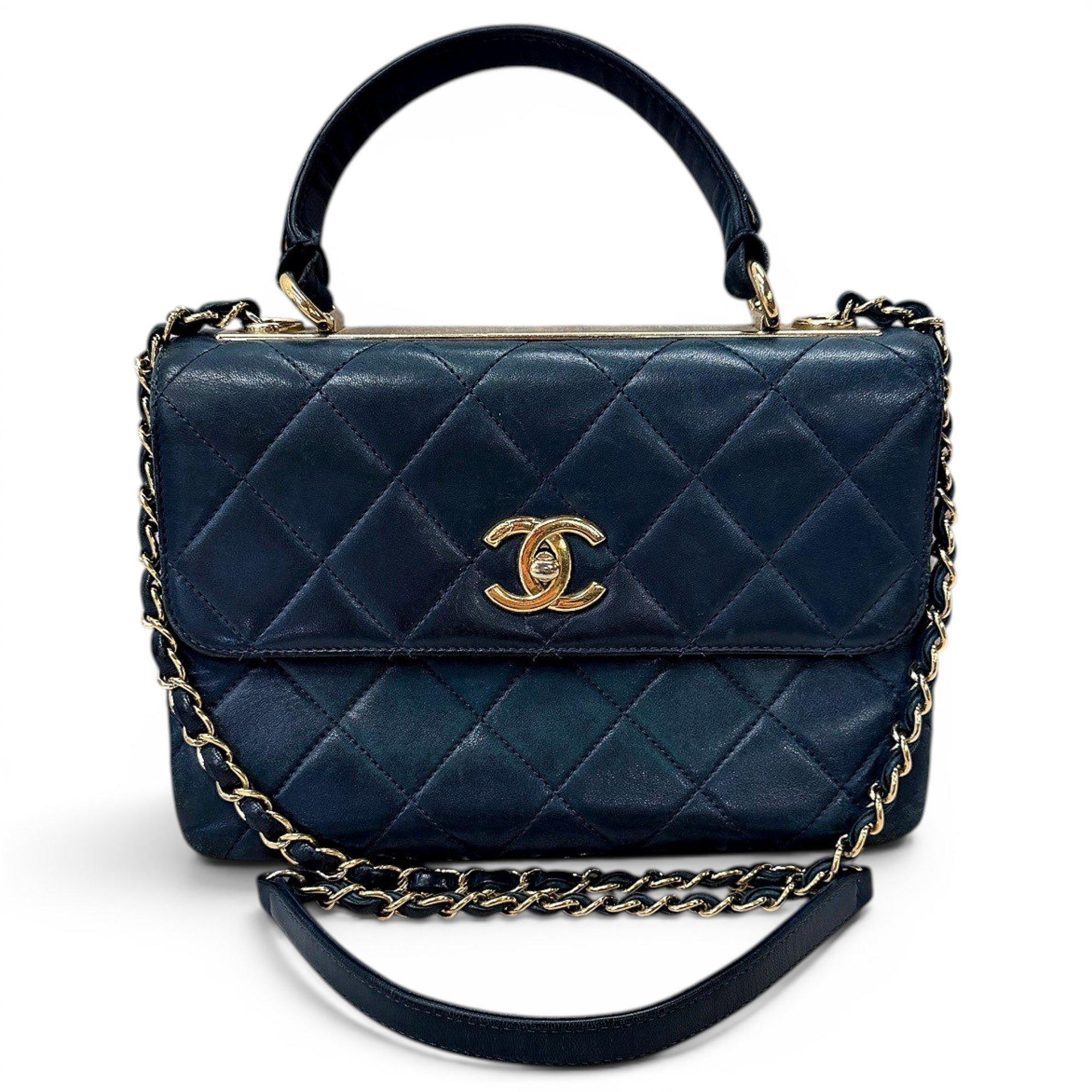 Trendy CC Top Handle leather handbag