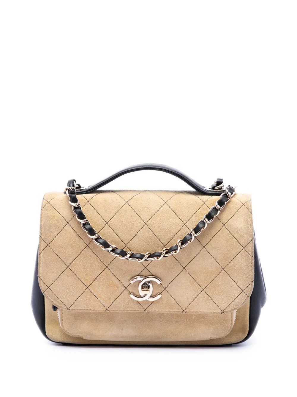 2016-2017 Medium CC Quilted Suede Business Affinity Flap satchel