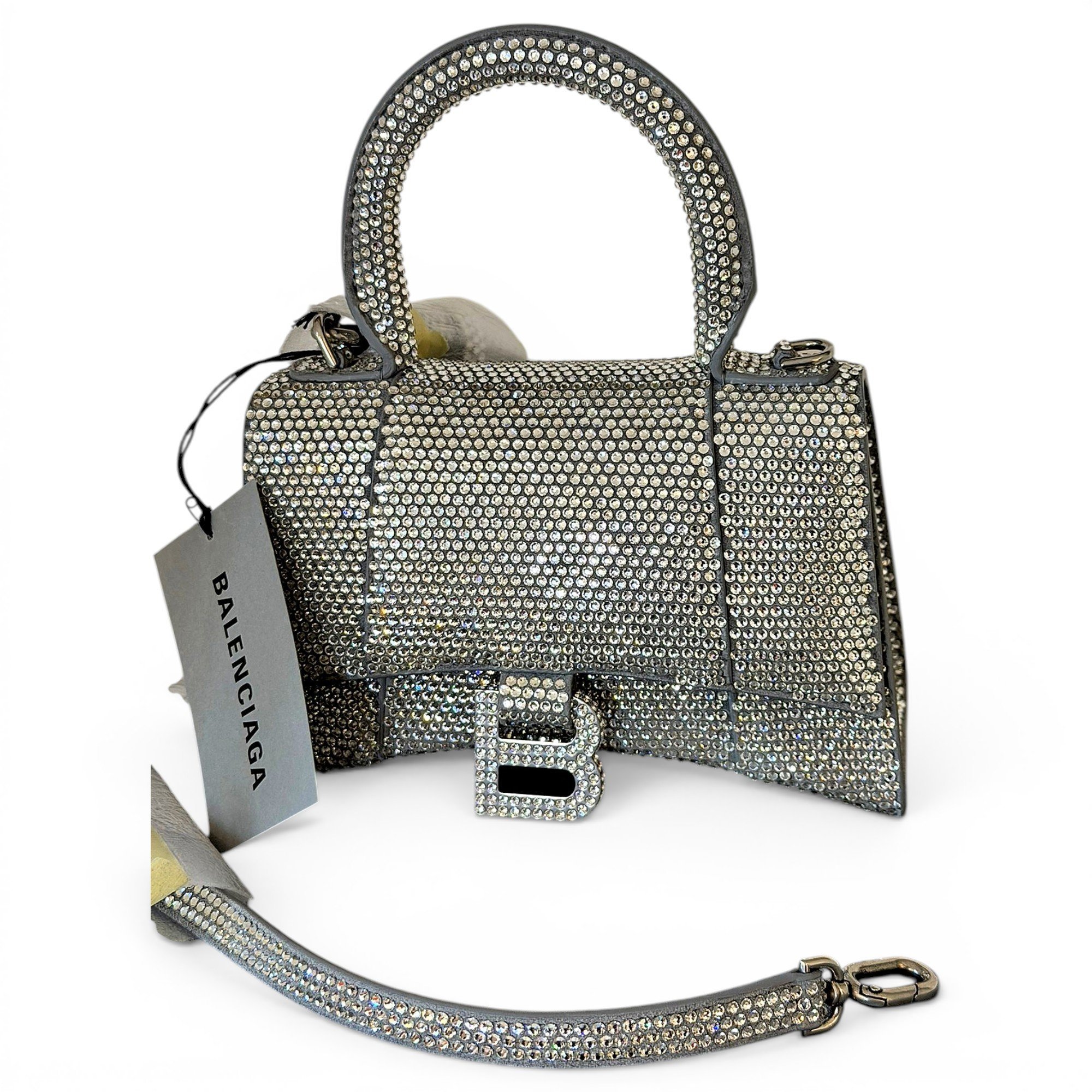 Hourglass leather handbag