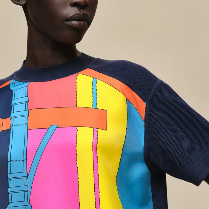 Bleu Outremer "Grand Manege Detail Remix" Wide Short-sleeve Sweater
