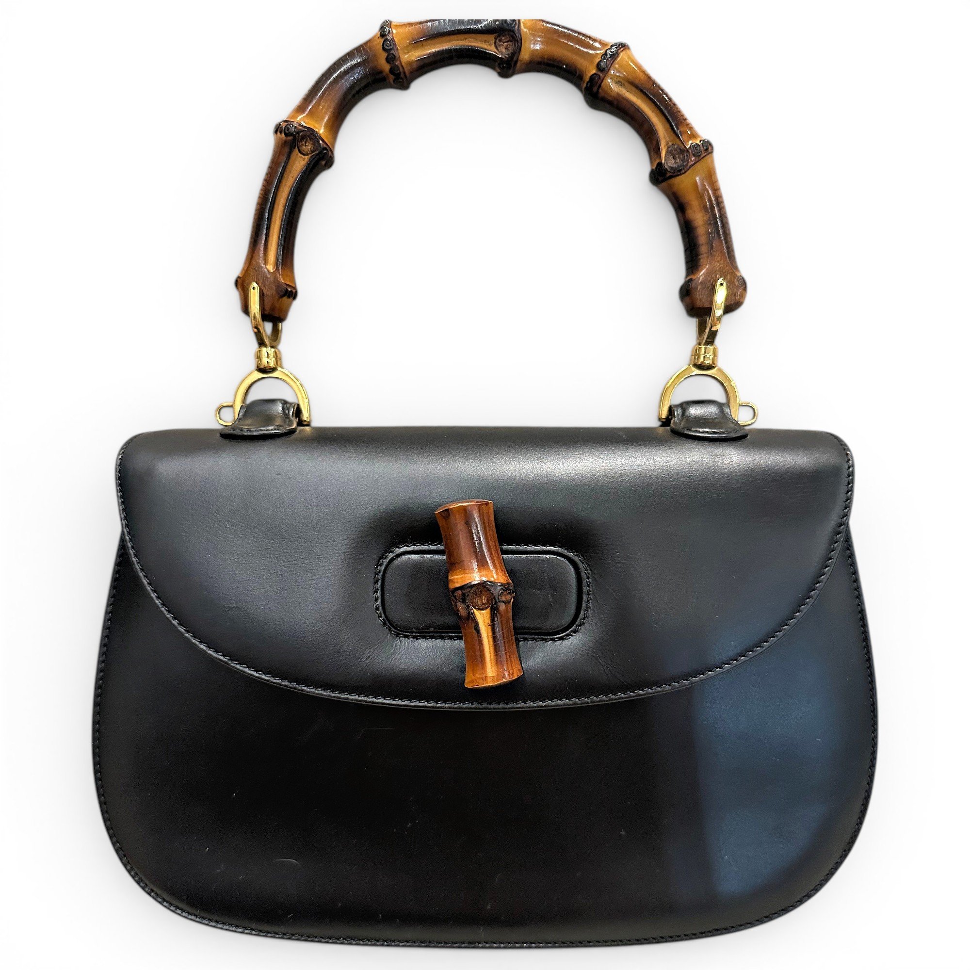 Convertible Bamboo Top Handle leather handbag