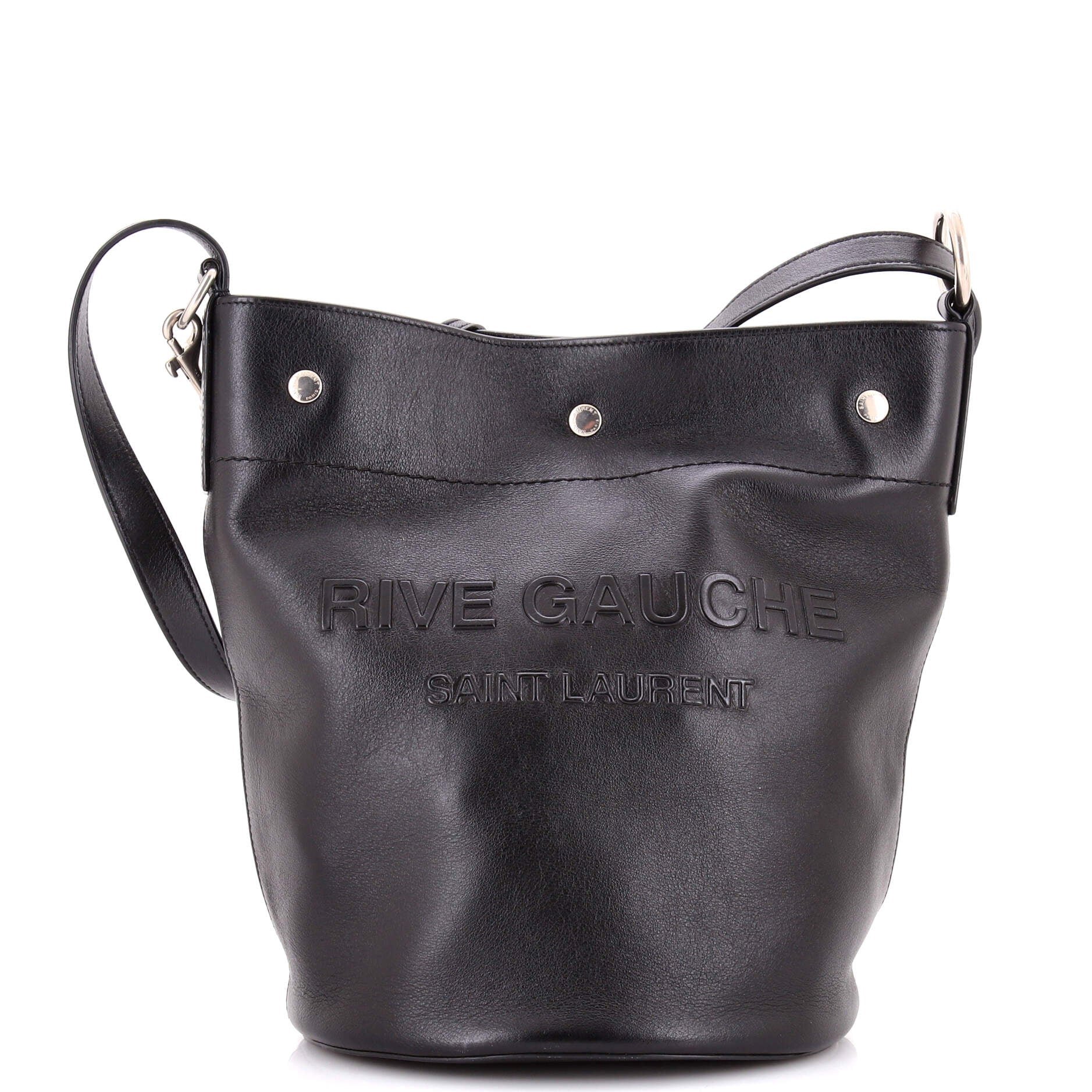 Saint Laurent Rive Gauche Bucket Bag Debossed Leather