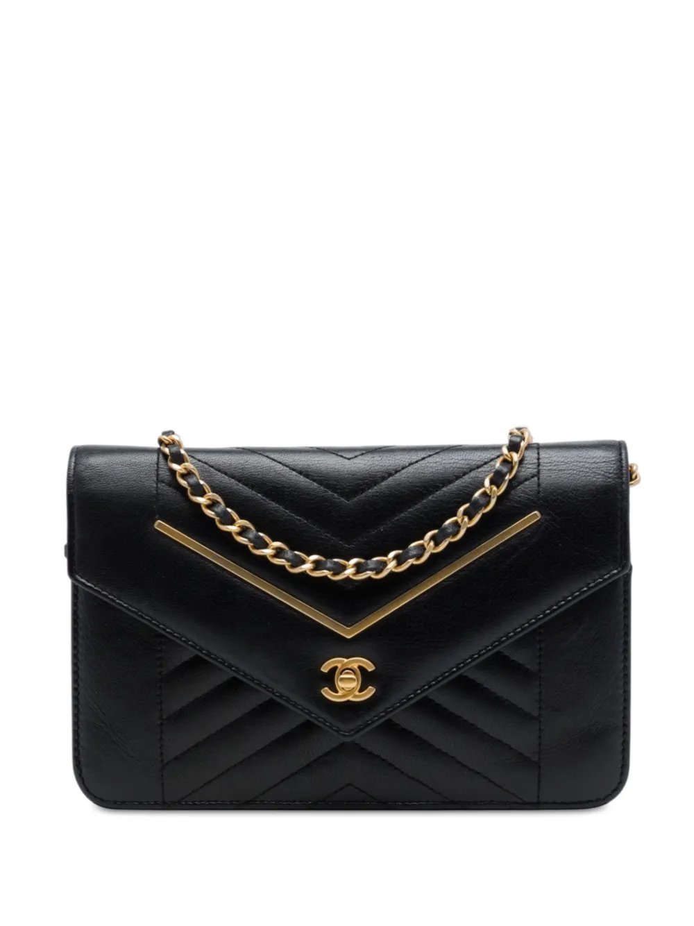 2017-2018 Reversed Chevron Lambskin Wallet on Chain crossbody bag
