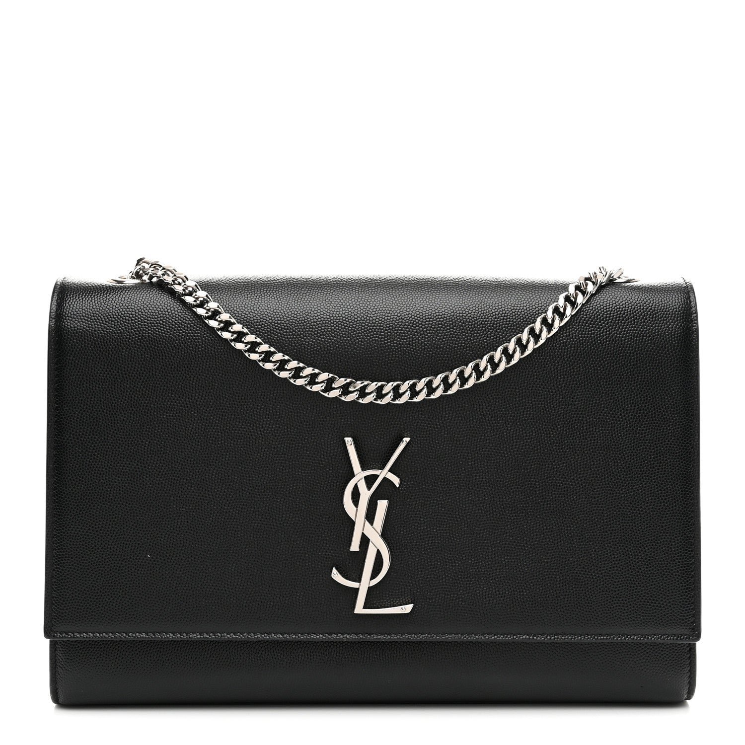 Saint Laurent Grain De Poudre Large Classic Monogram Kate Satchel Black