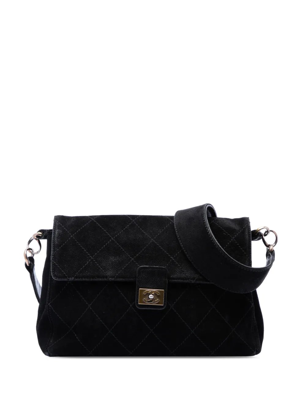 2002-2003 CC Quilted Suede Wild Stitch Flap shoulder bag