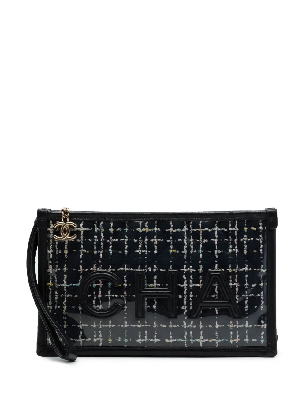 2019 Large Quilted Tweed PVC Logo Wristlet clutch bag