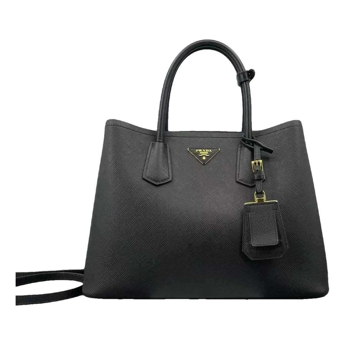 Double leather handbag
