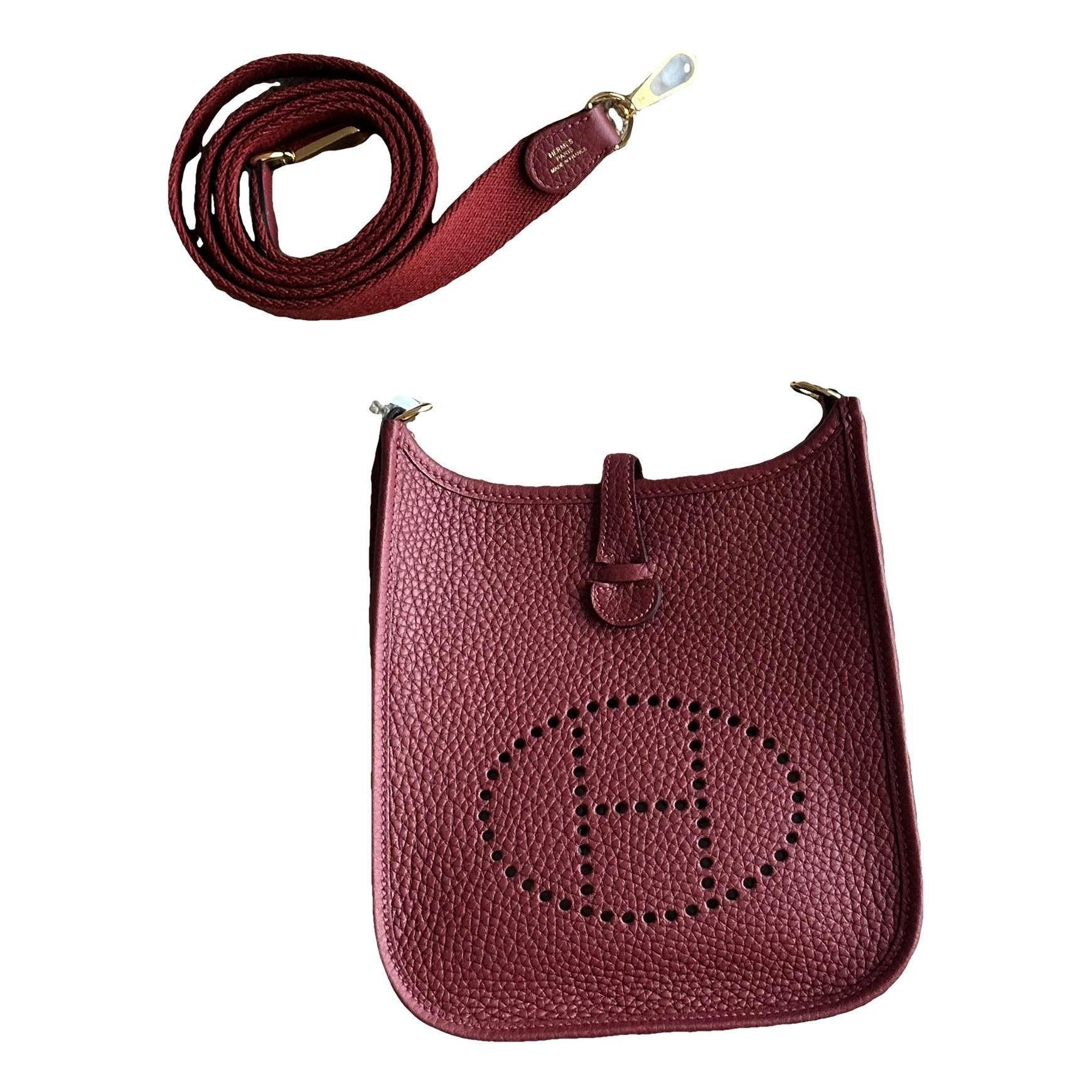 Hermes Evelyne Handbag Rouge H Clemence Leather
