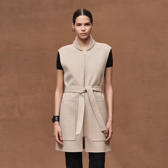 Beige Naturel Long Vest