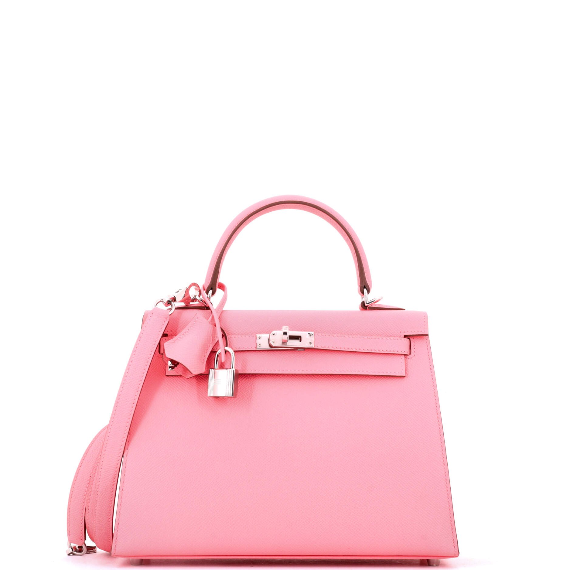 Kelly Handbag Rose Confetti Epsom with Palladium Hardware 25