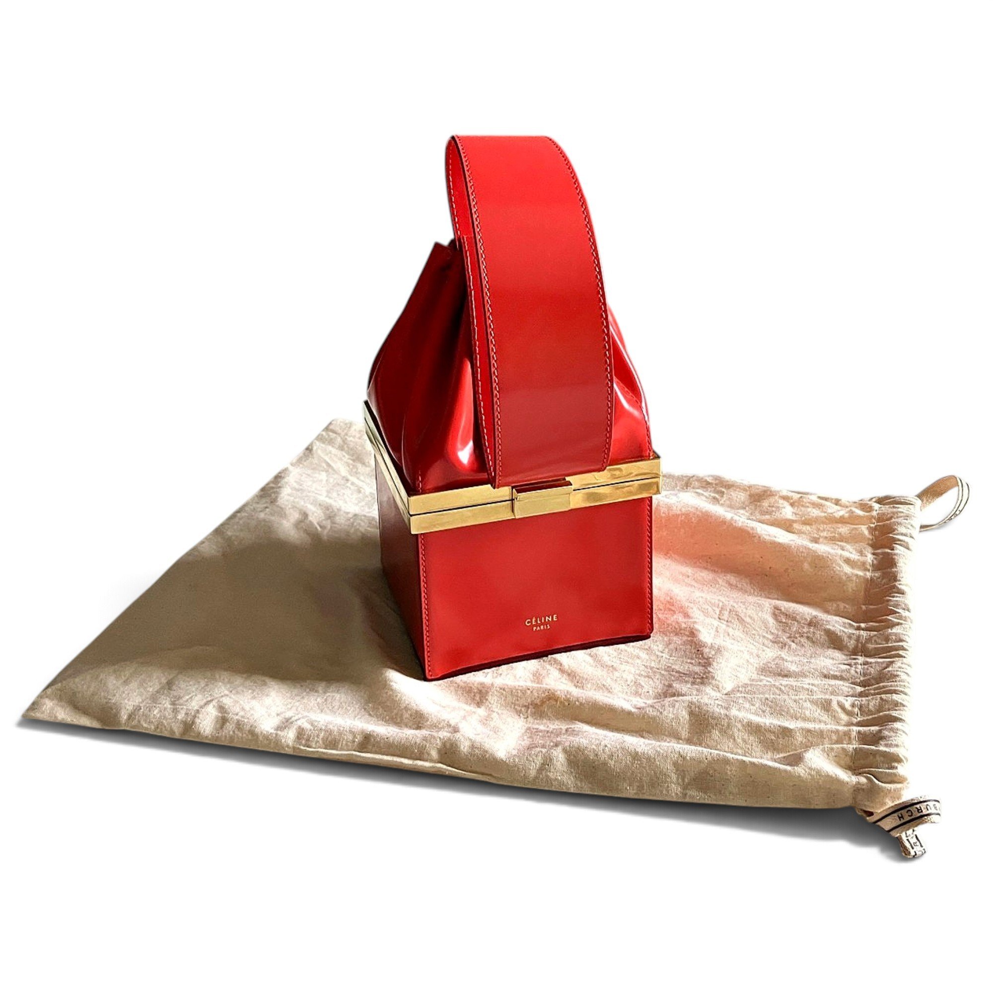 Clasp box leather handbag
