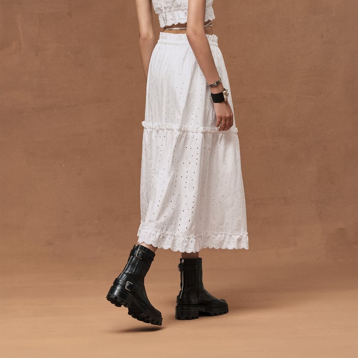 Blanc Embroidered Skirt