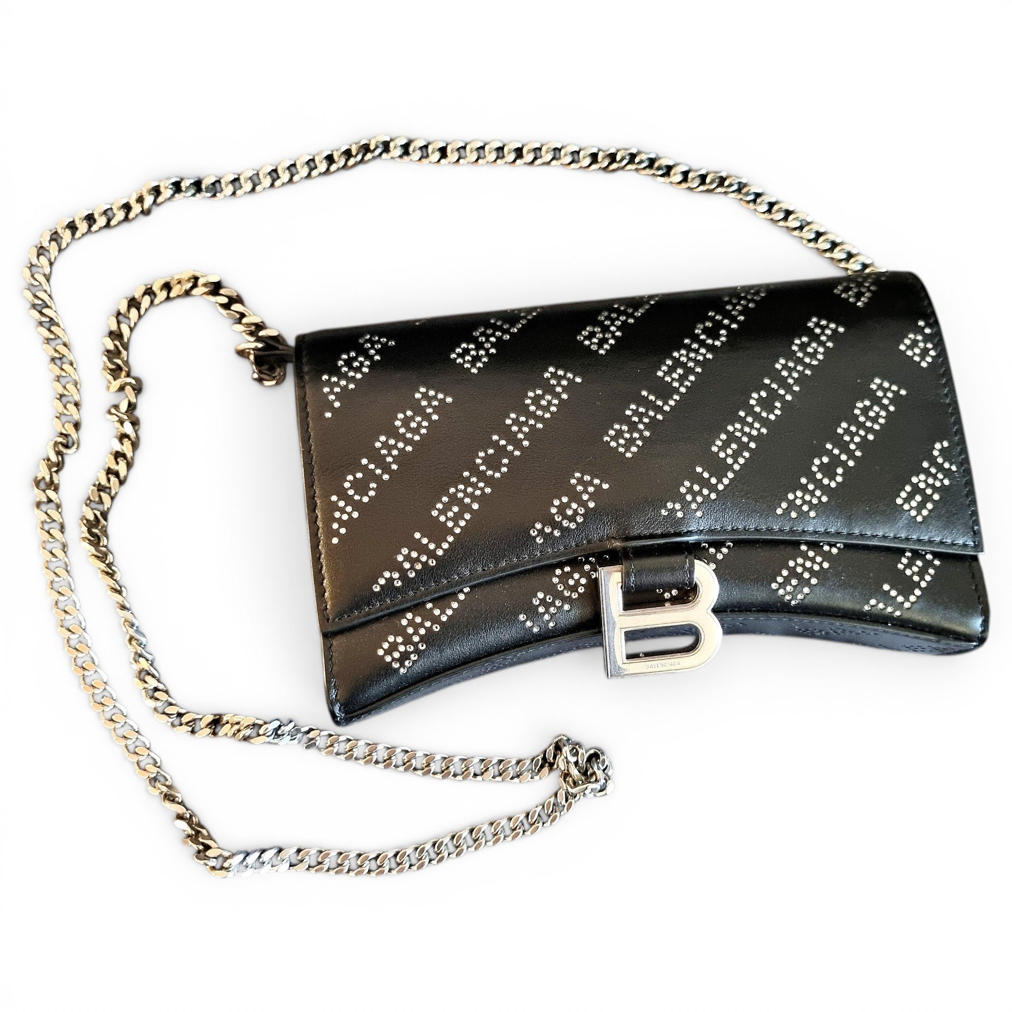 Hourglass leather handbag