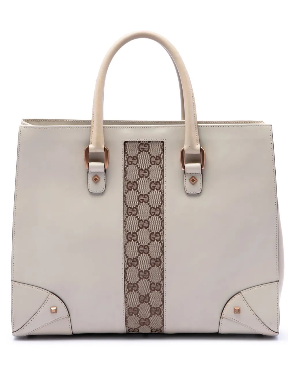 2000-2015 Calfskin and GG Canvas Nailhead tote bag