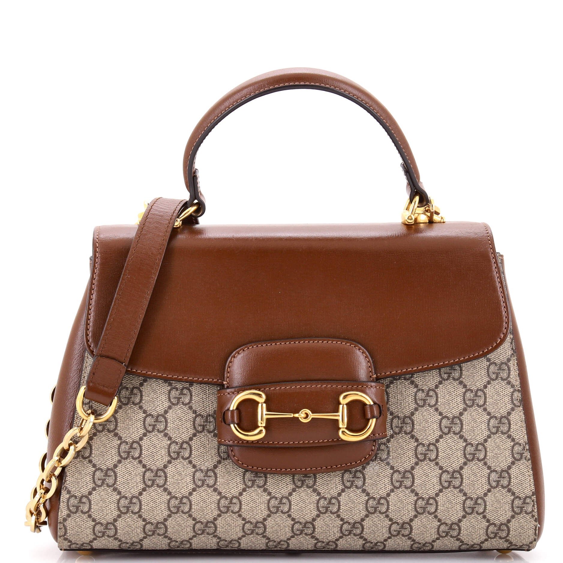Horsebit 1955 Top Handle Flap Bag GG Coated Canvas and Leather Medium