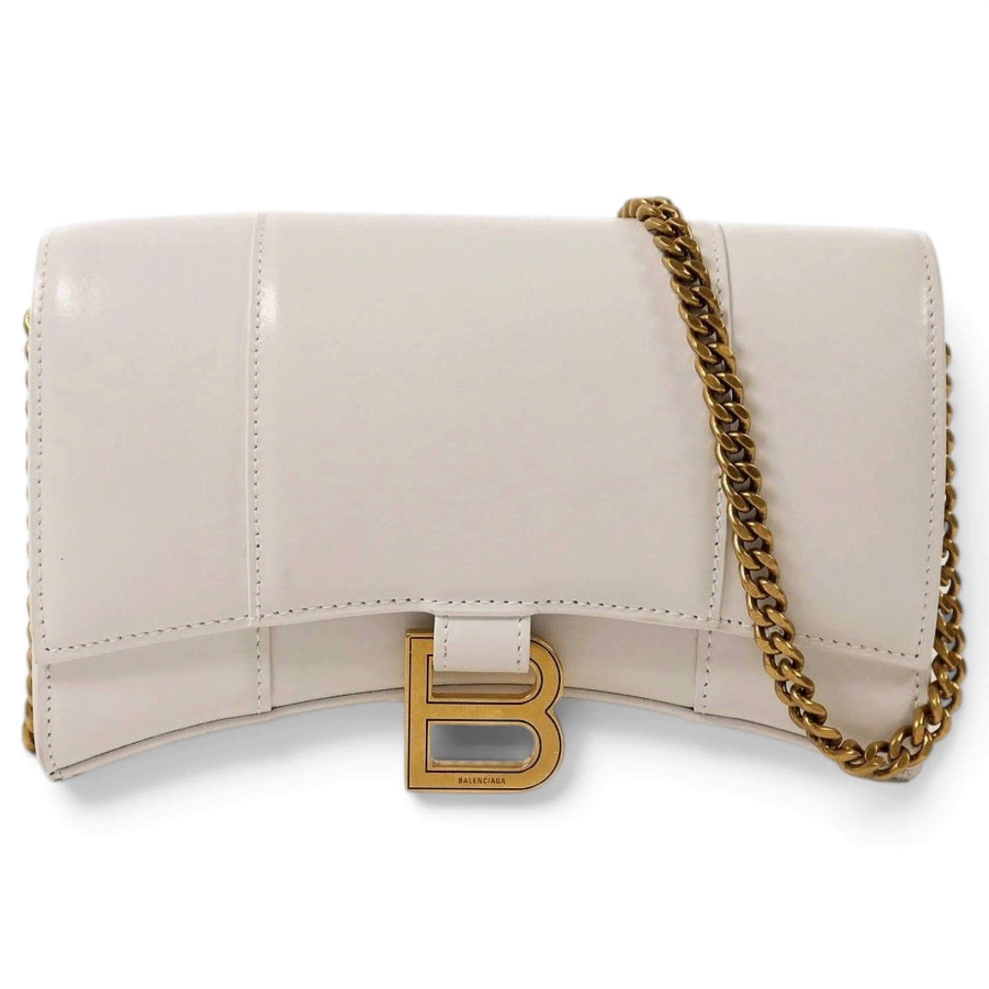 Hourglass leather handbag