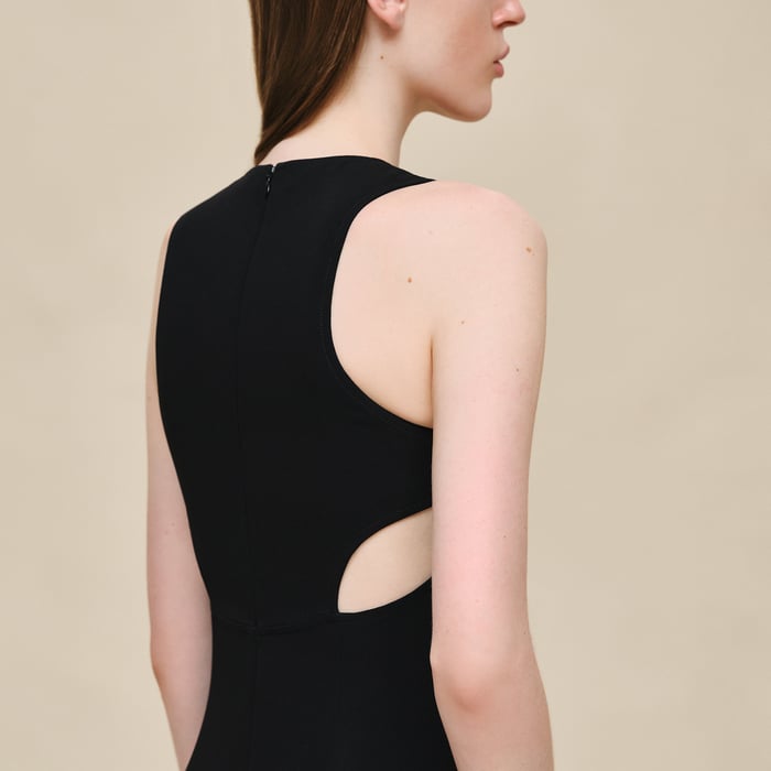 Noir Ruffled Sleeveless Dress