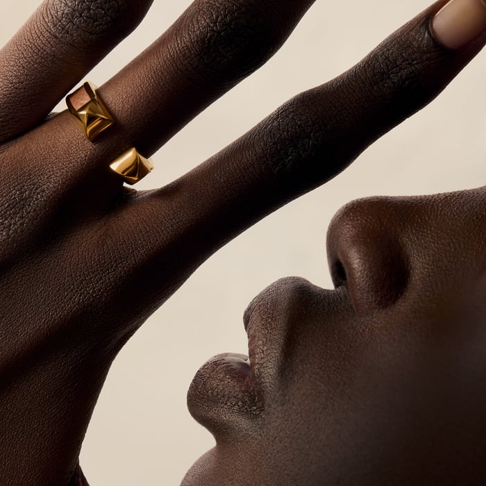 Gold Athena Double Stud Ring