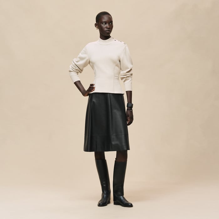 Beige Sable Buttoned Sweater With "Ferronnerie" Details