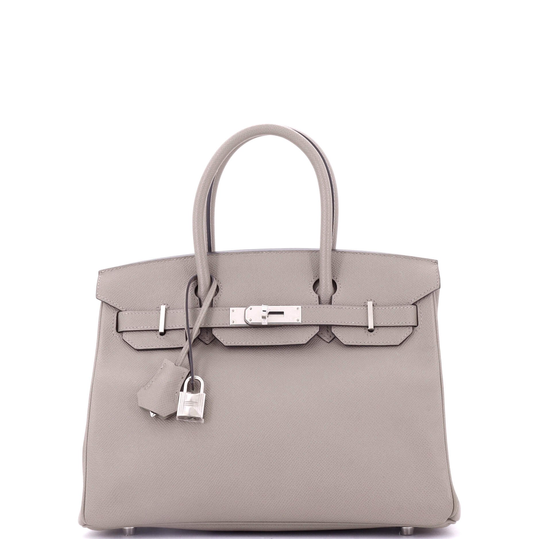 Hermes Birkin Handbag Grey Epsom with Palladium Hardware 30