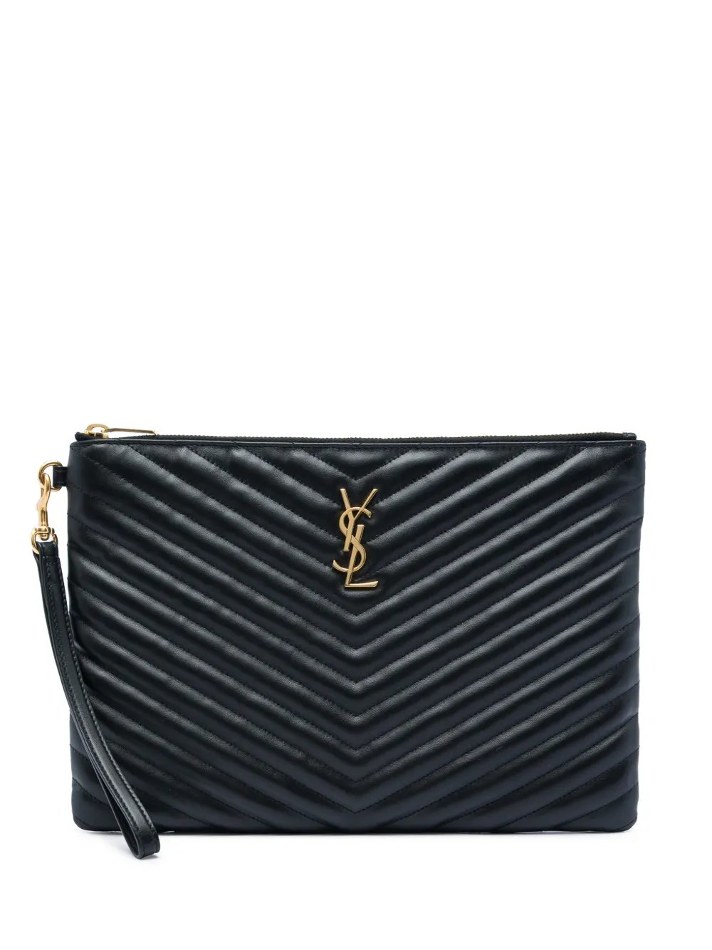 2023 Chevron Calfskin Monogram Tablet Pouch clutch bag