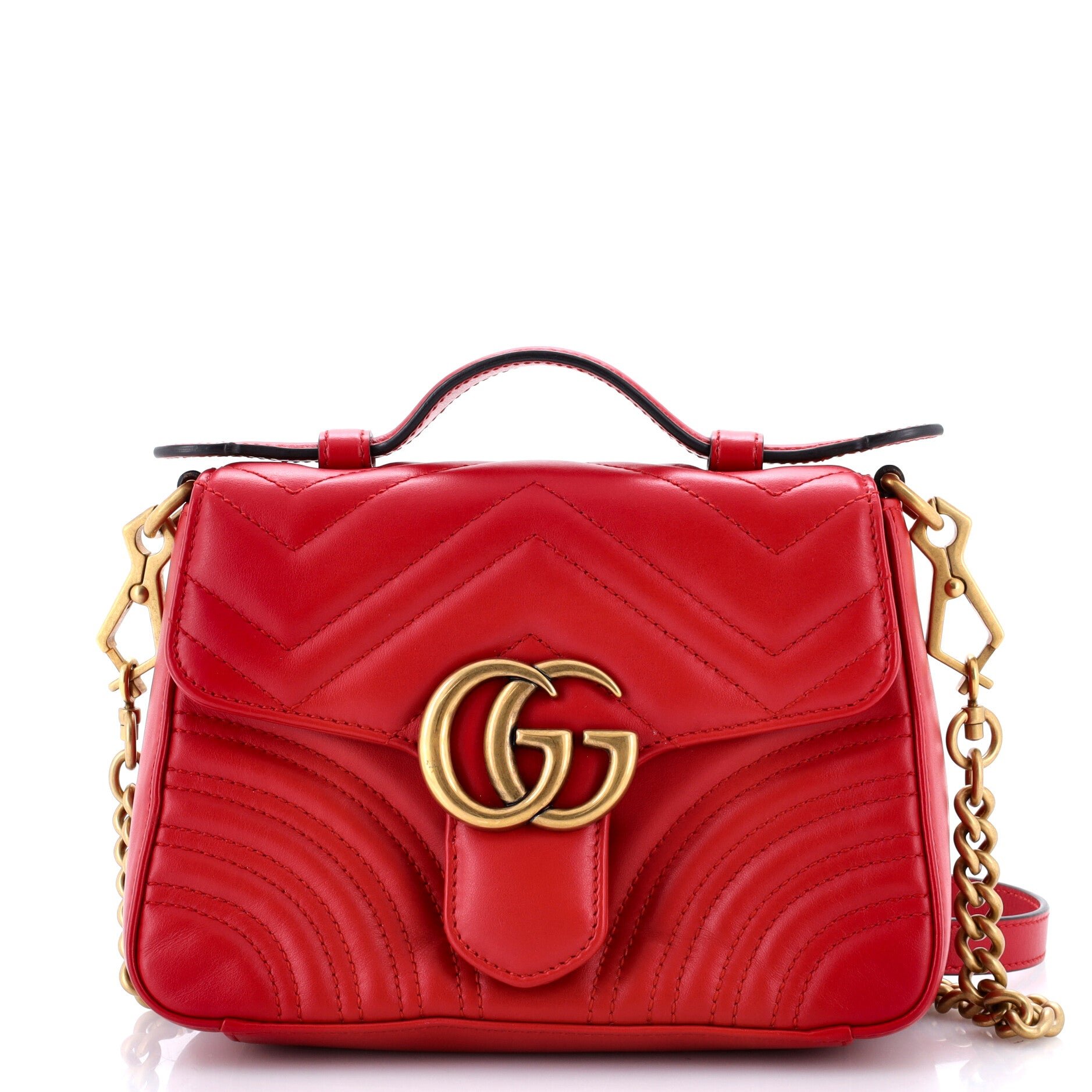 GG Marmont Top Handle Flap Bag Matelasse Leather Mini