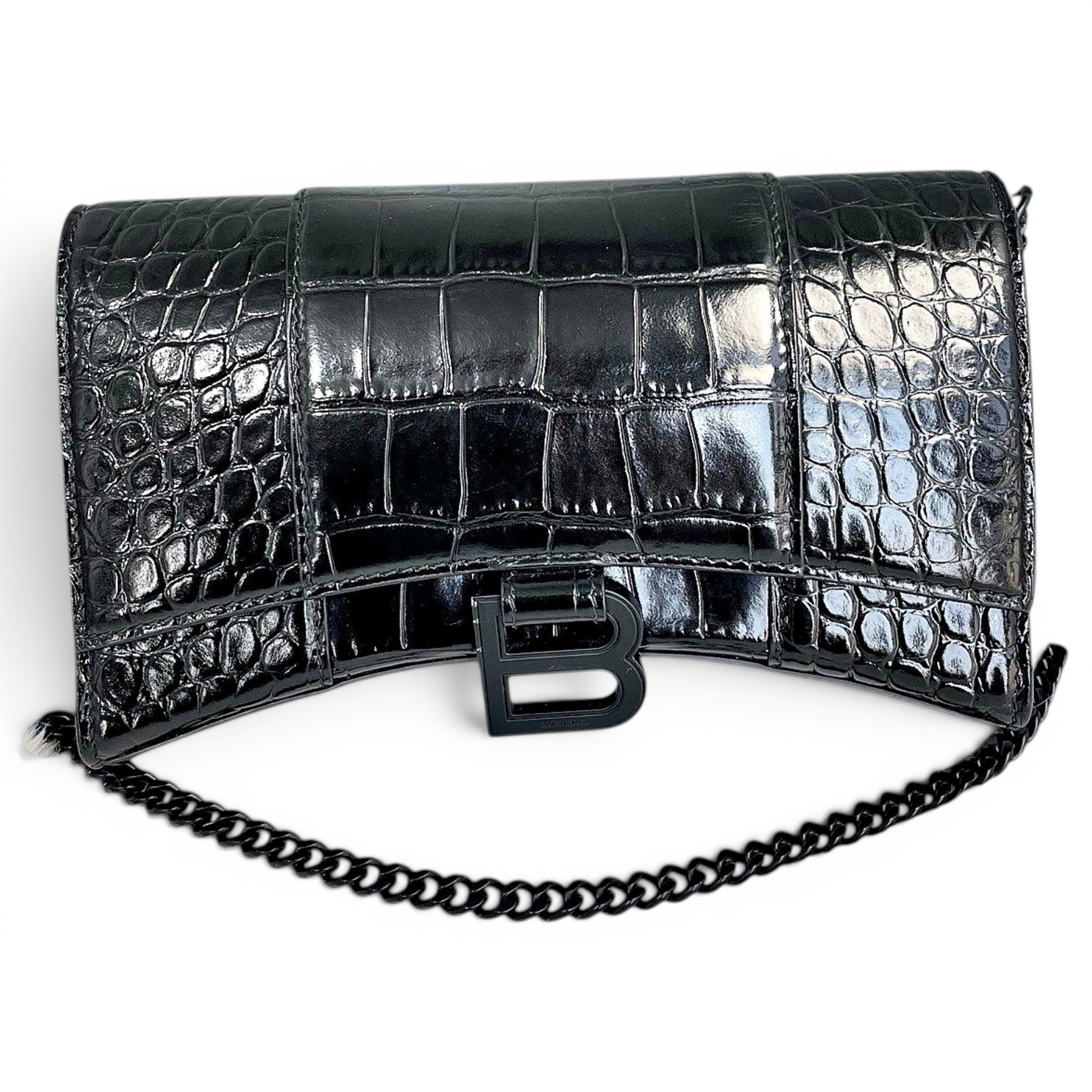 Hourglass leather handbag