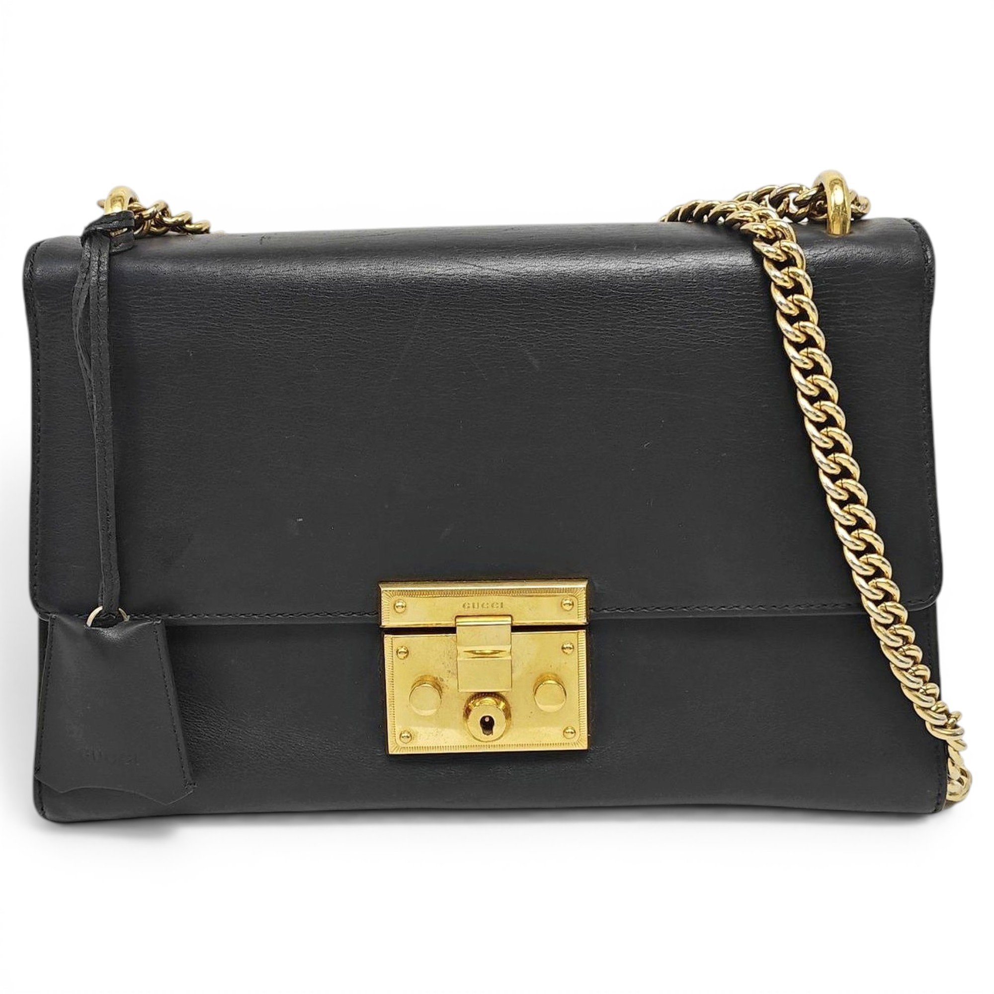 Padlock leather crossbody bag