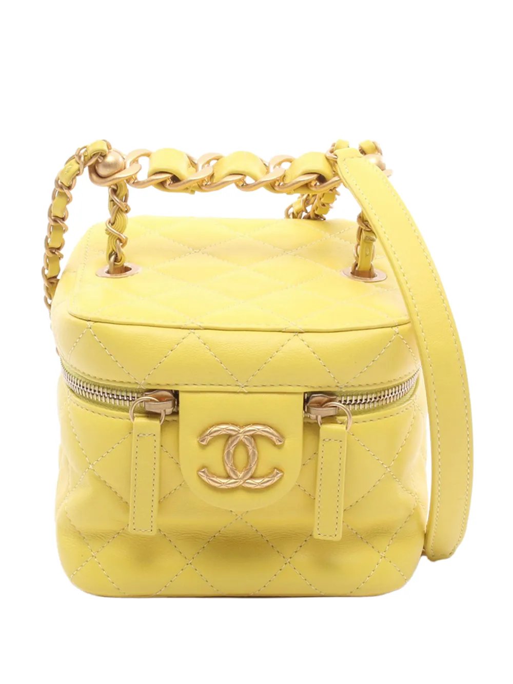 2021-2026 Small CC Quilted Lambskin Vanity Case With Chain satchel