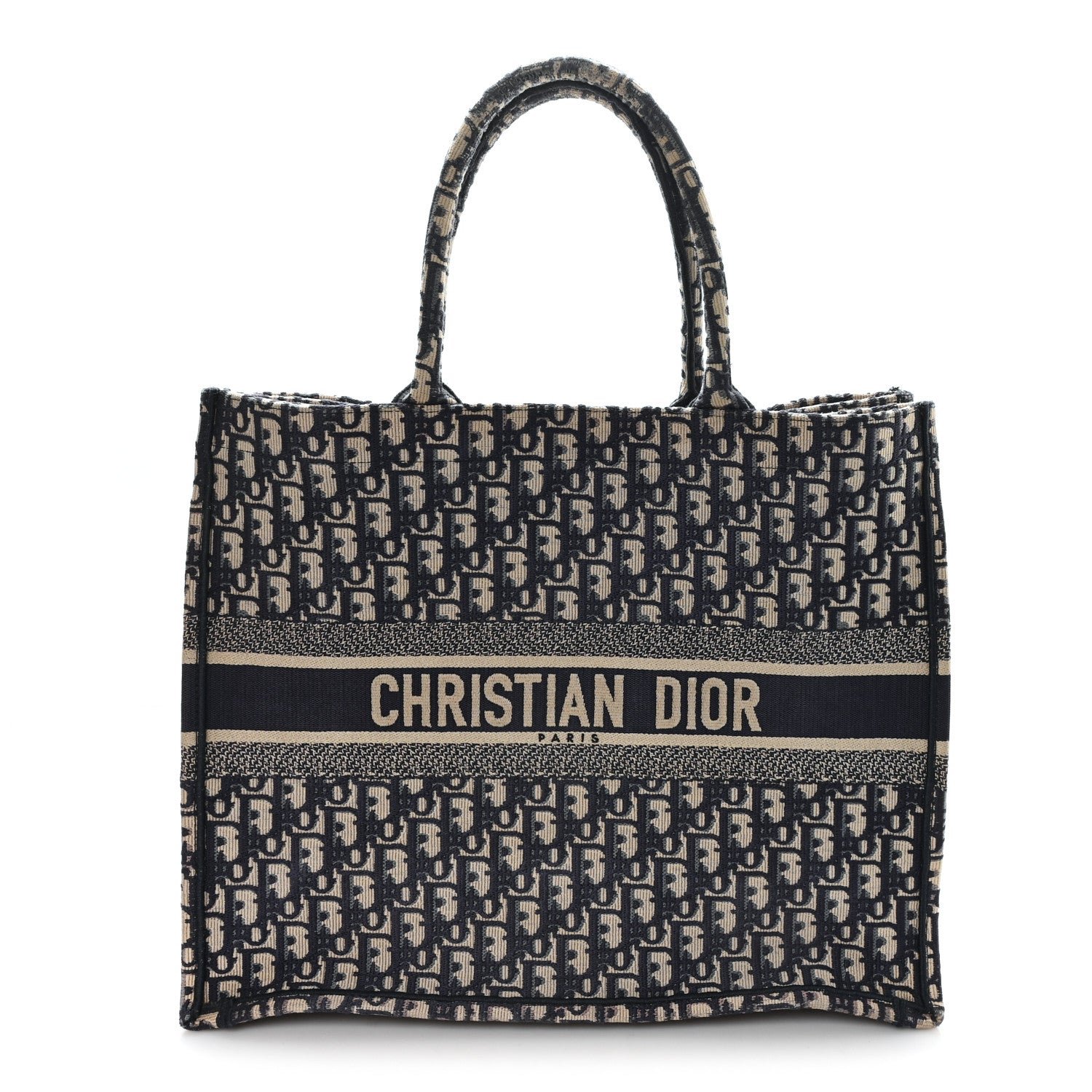 Christian Dior Oblique Large Book Tote Blue Multicolor