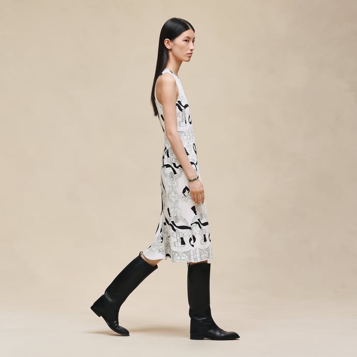 Blanc Nacre Robe Débardeur À Quille Imprimé « ferronnerie Remix »