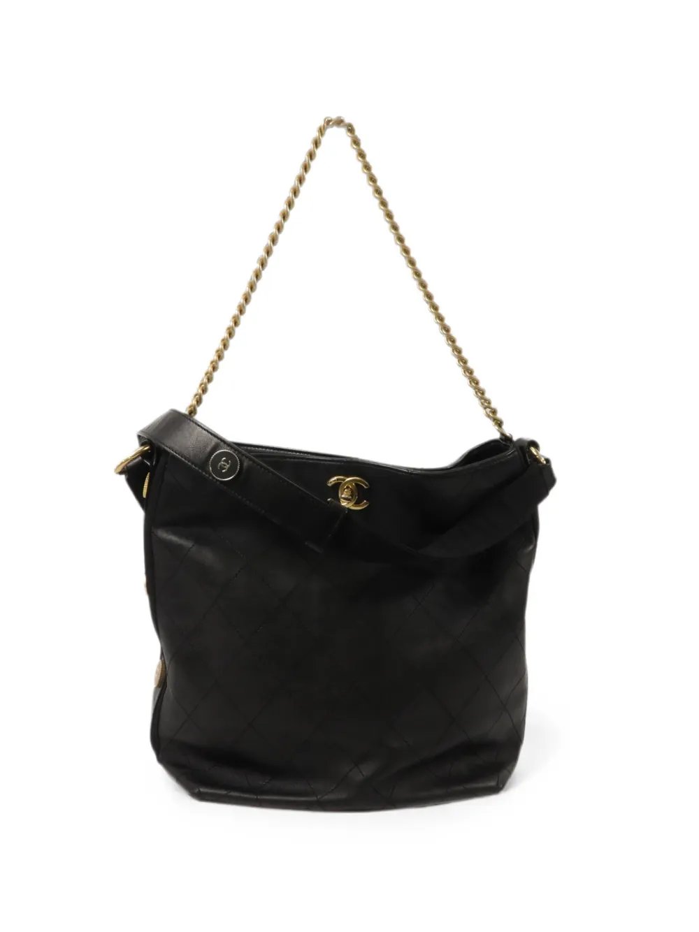 CC turn-lock diamond-quilted bucket bag
